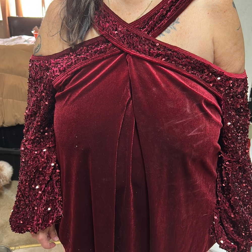 Red dressy blouse. Brand new but no tags. Very dressy